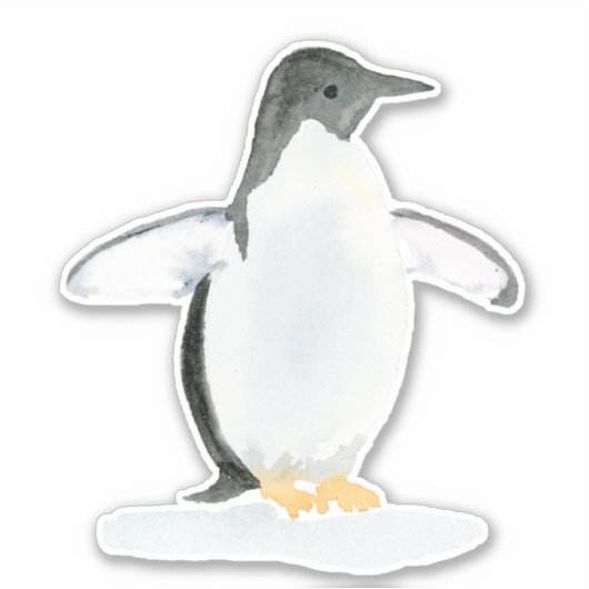 Waterverf Penguin - Vinyl gesneden Sticker (Voorkant)