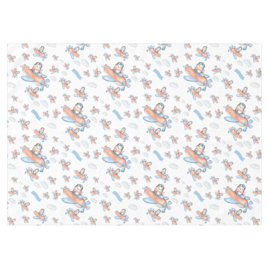 Waterverf Penguin Vliegtuig Party Tafelkleed (Voorkant (Horizontaal))