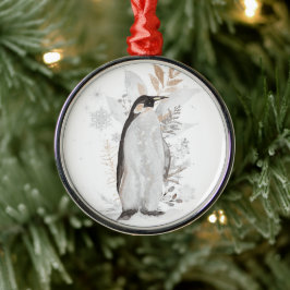 Waterverf Penguin Winter Greenery Ornament