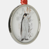 Waterverf Penguin Winter Greenery Ornament (Rechts)