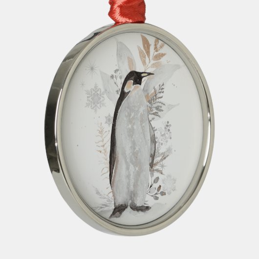 Waterverf Penguin Winter Greenery Ornament (Rechts)