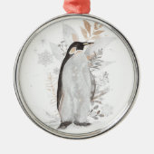 Waterverf Penguin Winter Greenery Ornament (Voorkant)