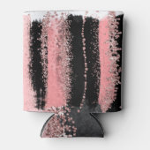 Waterverf Penseel lijnen Roos Gold Faux Glitter Blikjeskoeler (Voorkant)