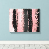 Waterverf Penseel lijnen Roos Gold Faux Glitter Canvas Afdruk (Insitu (Houten vloer))