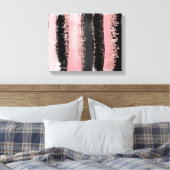 Waterverf Penseel lijnen Roos Gold Faux Glitter Canvas Afdruk (Insitu (Slaapkamer))