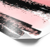 Waterverf Penseel lijnen Roos Gold Faux Glitter Foto Afdruk (Hoek)