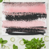 Waterverf Penseel lijnen Roos Gold Faux Glitter Theedoek (Gevouwen)