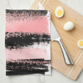 Waterverf Penseel lijnen Roos Gold Faux Glitter Theedoek (Quarter Fold)