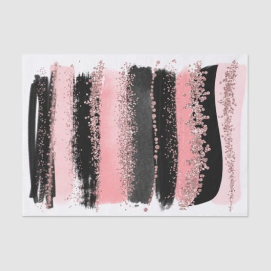 Waterverf Penseel lijnen Roos Gold Faux Glitter Tissuepapier (Voorkant)