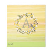 Waterverf penseellijnen, lentesonmonogram notitieblok (Voorkant)