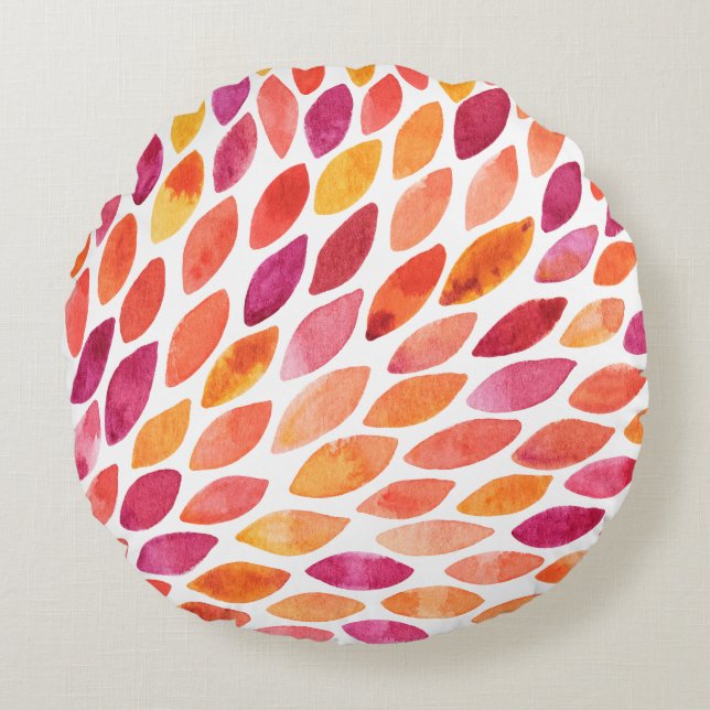 Waterverf penseelstreek barst geel en oranje rond kussen (Voorkant)