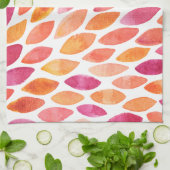 Waterverf penseelstreek barst geel en oranje theedoek (Gevouwen)