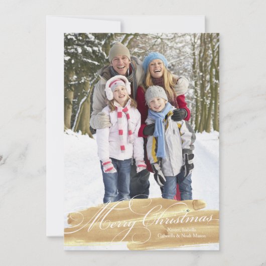 Waterverf penseelstreek | Goud Feestdagenkaart (Voorkant)