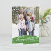 Waterverf penseelstreek | Groen Feestdagenkaart (Staand voorkant)