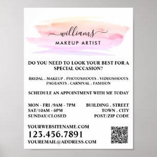 Waterverf penseelstreek, make-up artiest Advertere Poster