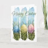 Waterverf penseelstreek paasei kaart (Voorkant)