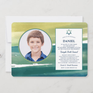 Waterverf Penseelstreken Fotouitnodiging Kaart