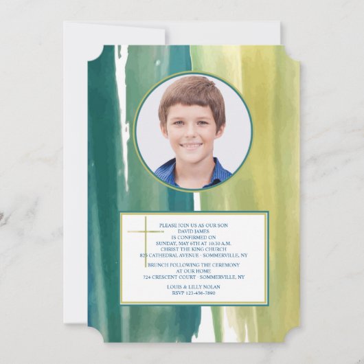 Waterverf Penseelstreken Fotouitnodiging Kaart (Voorkant)