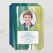 Waterverf Penseelstreken Fotouitnodiging Kaart (Voorkant / Achterkant)