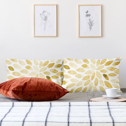 Waterverf penseelstreken - geel kussensloop