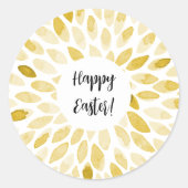 Waterverf penseelstreken - gele paasvormige Sticke Ronde Sticker (Voorkant)