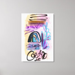 Waterverf Penseelstreken inkt Floral Abstract Canvas Afdruk