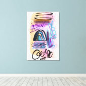 Waterverf Penseelstreken inkt Floral Abstract Canvas Afdruk (Insitu (Houten vloer))