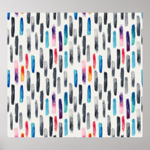 Waterverf penseelstreken, kleurrijk naadloos patro poster