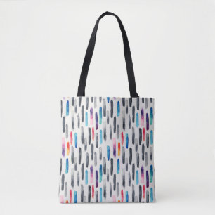 Waterverf penseelstreken, kleurrijk naadloos patro tote bag