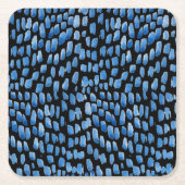 Waterverf penseelstreken Shibori blauw op zwart Kartonnen Onderzetters (Voorkant)