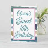 Waterverf Penseelstreken Sweet 16 zaterdag Kaart (Staand voorkant)