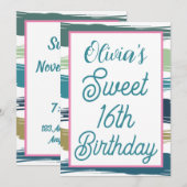 Waterverf Penseelstreken Sweet 16 zaterdag Kaart (Voorkant / Achterkant)