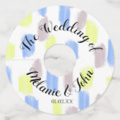 Waterverf penseelstreken Trouwen- Naam van het paa Wijnglaslabel (Voorkant)