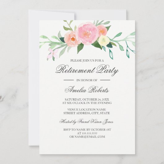 Waterverf Pensioenpartij voor wilde bloemen Kaart (Voorkant)