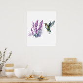 Waterverf Penstemon Flower and Hummingbird Poster (Keuken)
