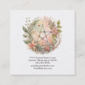 Waterverf Pentagram en Flowers Vierkante Visitekaartje (Achterkant)