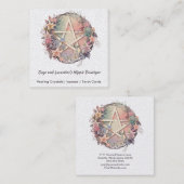 Waterverf Pentagram en Flowers Vierkante Visitekaartje (Voorkant / Achterkant)
