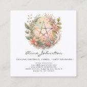 Waterverf Pentagram en Flowers Vierkante Visitekaartje (Achterkant)