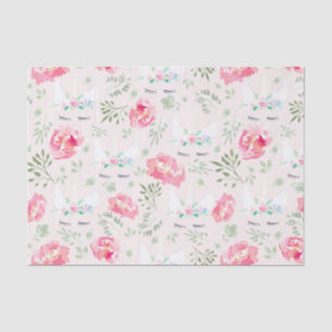 Waterverf Peonie Unicorn in roze Tissuepapier