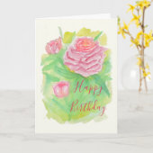 Waterverf Peonies Birthday Kaart (Gele Bloem)