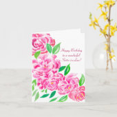 Waterverf Peonies Birthday Zuster-in-Law Kaart (Gele Bloem)