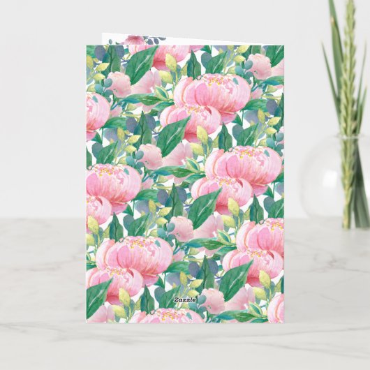 Waterverf Peonies Botanical Wedding Invitation (Achterkant)