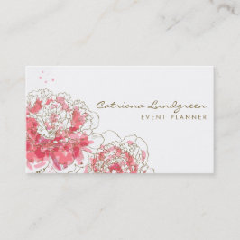 Waterverf Peonies Chic Visitekaartje