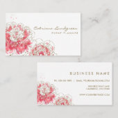 Waterverf Peonies Chic Visitekaartje (Voorkant / Achterkant)