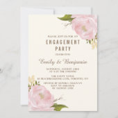  Waterverf Peonies Engagement Party Kaart (Voorkant)