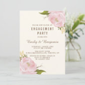  Waterverf Peonies Engagement Party Kaart (Staand voorkant)