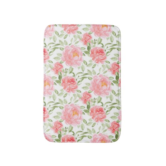 Waterverf Peonies Floral Pattern Badmat (Voorkant Verticaal)