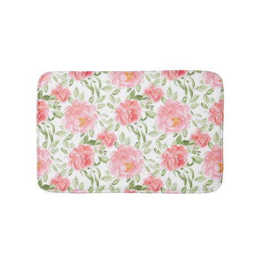 Waterverf Peonies Floral Pattern Badmat (Voorkant)