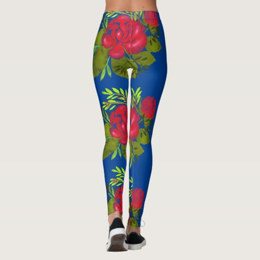 Waterverf Peonies Folk Leggings (Achterkant)