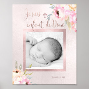 Waterverf Peonies, Je suis enfant de Dieu Poster